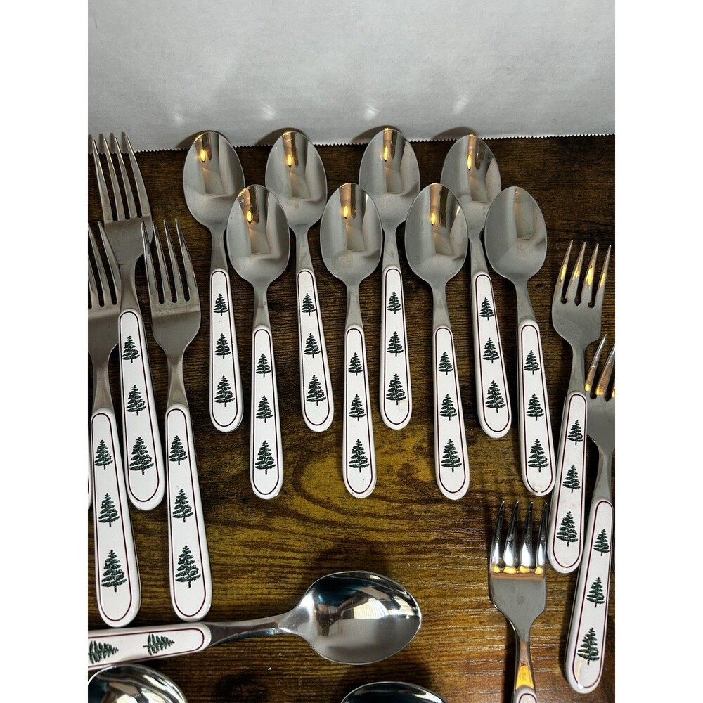 Oneida Furio Christmas Tree Flatware Set 40 Pc Service for 8 Vintage 1980 Used - Picture 7 of 11